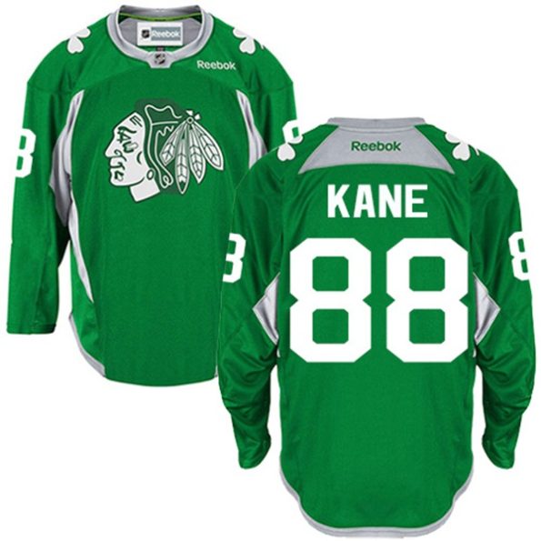 NHL-Patrick-Kane-Authentic-Men-s-Green-Jersey-Reebok-Chicago-Blackhawks-NO.88-Practice