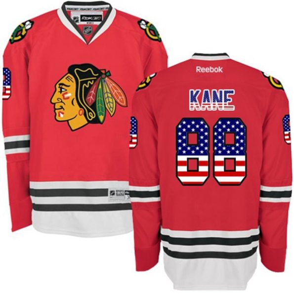 NHL-Patrick-Kane-Authentic-Men-s-Red-Jersey-Reebok-Chicago-Blackhawks-NO.88-USA-Flag-Fashion