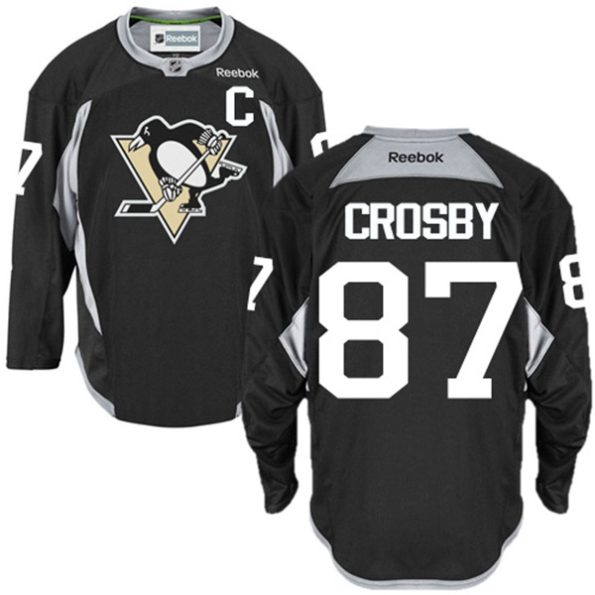 NHL-Sidney-Crosby-Authentic-Men-s-Black-Jersey-Reebok-Pittsburgh-Penguins-NO.87-Practice