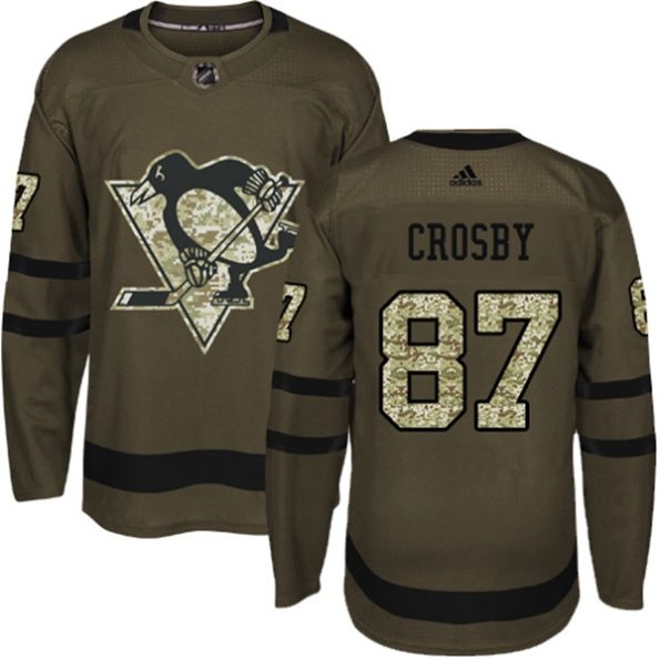 NHL-Sidney-Crosby-Authentic-Men-s-Green-Jersey-Pittsburgh-Penguins-NO.87-Salute-to-Service