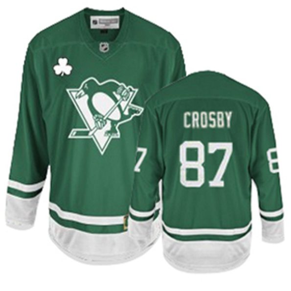NHL-Sidney-Crosby-Authentic-Men-s-Green-Jersey-Reebok-Pittsburgh-Penguins-NO.87-St-Pattys-Day