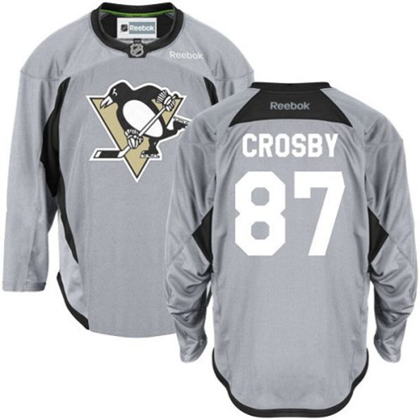 NHL-Sidney-Crosby-Authentic-Men-s-Grey-Jersey-Reebok-Pittsburgh-Penguins-NO.87-Practice