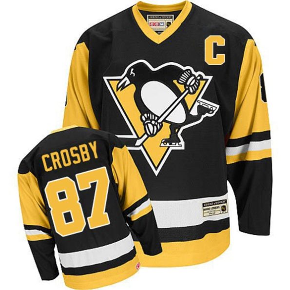 NHL-Sidney-Crosby-Authentic-Throwback-Men-s-Black-Jersey-CCM-Pittsburgh-Penguins-NO.87