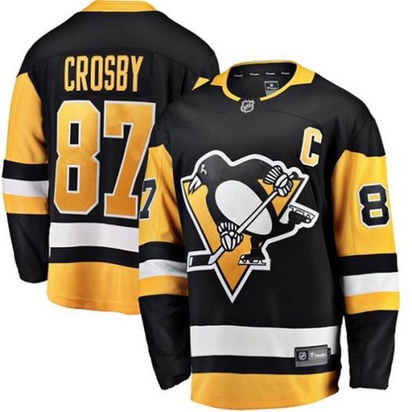 NHL-Sidney-Crosby-Breakaway-Men-s-Black-Jersey-Fanatics-Branded-Pittsburgh-Penguins-NO.87-Home