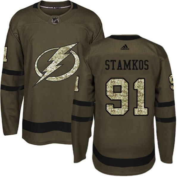 NHL-Steven-Stamkos-Authentic-Men-s-Green-Jersey-Tampa-Bay-Lightning-NO.91-Salute-to-Service