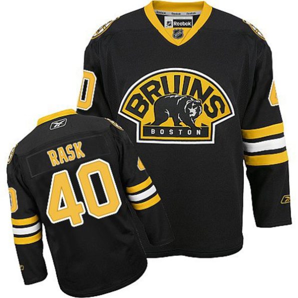 NHL-Tuukka-Rask-Authentic-Men-s-Black-Jersey-Reebok-Boston-Bruins-NO.40-Third