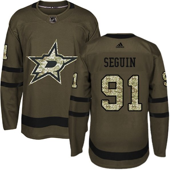 NHL-Tyler-Seguin-Authentic-Men-s-Green-Jersey-Dallas-Stars-NO.91-Salute-to-Service