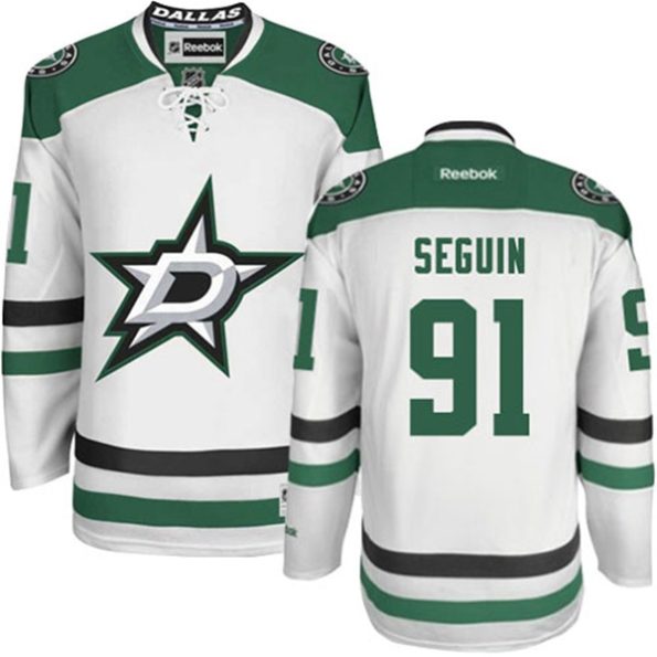NHL-Tyler-Seguin-Authentic-Men-s-White-Jersey-Reebok-Dallas-Stars-NO.91-Away