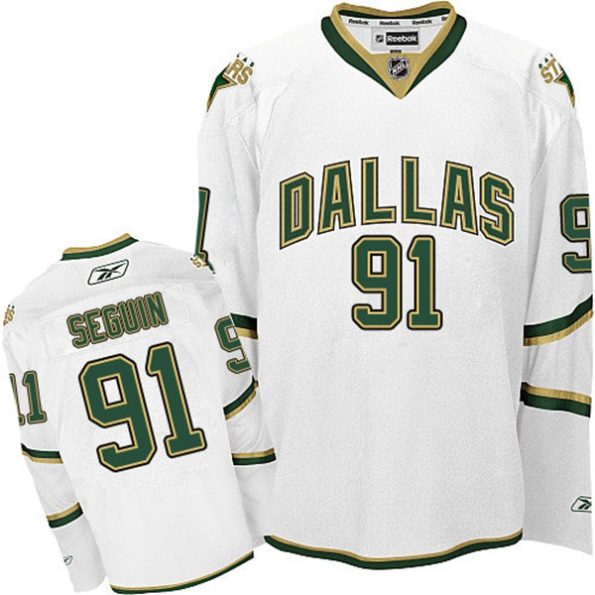NHL-Tyler-Seguin-Authentic-Men-s-White-Jersey-Reebok-Dallas-Stars-NO.91-Third