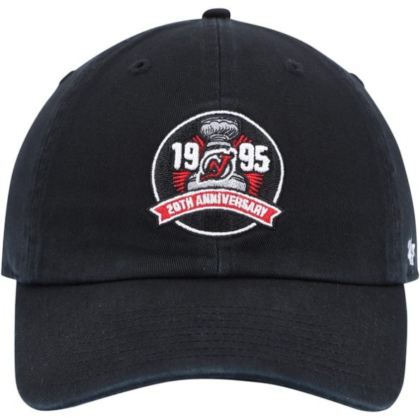 New-Jersey-Devils-47-Team-Logo-Clean-Up-Justerbar-Keps-Svart.3