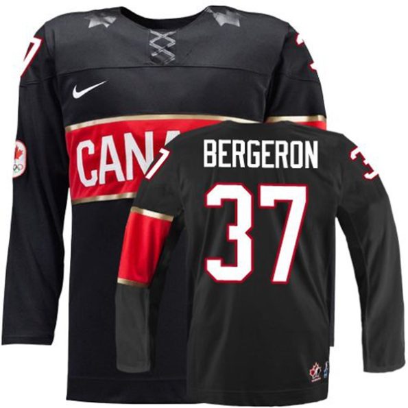 Olympic-Hockey-Patrice-Bergeron-Authentic-Men-s-Black-Jersey-Nike-Team-Canada-NO.37-Third-2014