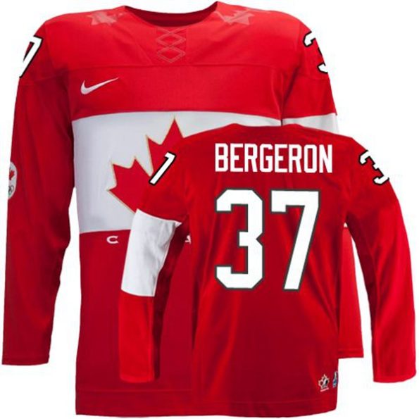 Olympic-Hockey-Patrice-Bergeron-Authentic-Men-s-Red-Jersey-Nike-Team-Canada-NO.37-Away-2014