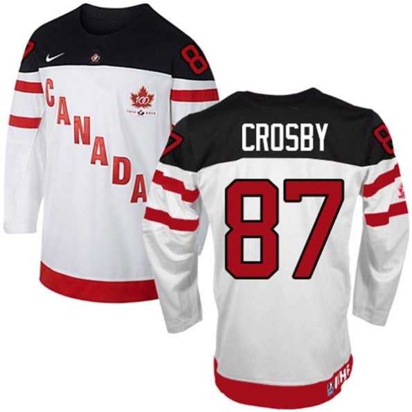 Olympic-Hockey-Sidney-Crosby-Authentic-Men-s-White-Jersey-Nike-Team-Canada-NO.87-100th-Anniversary
