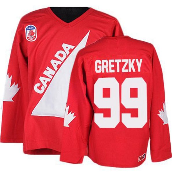 Olympic-Hockey-Wayne-Gretzky-Authentic-1991-Throwback-Men-s-Red-CCM-Team-Canada-NO.99