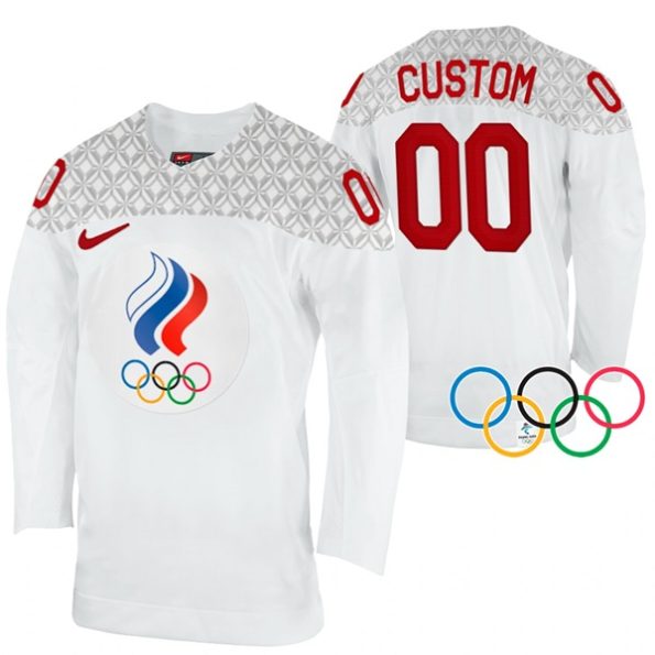 Russia-Hockey-Custom-2022-Winter-Olympics-White-Away-Jersey