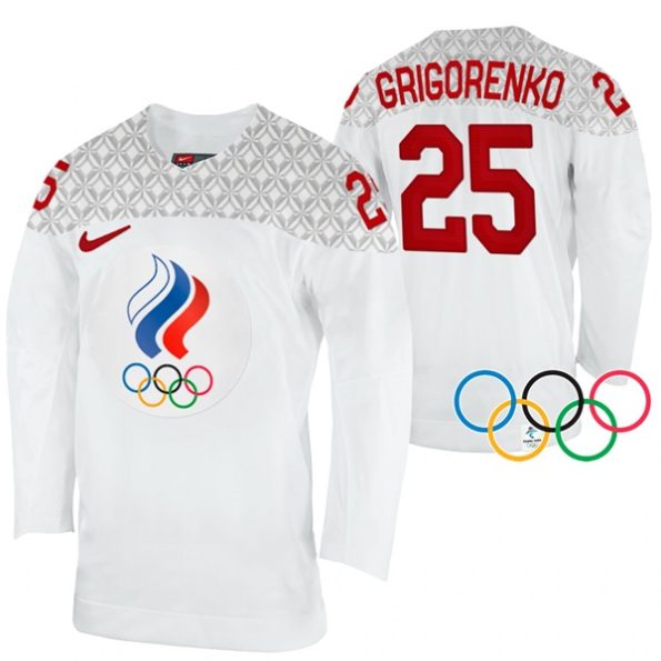 Russia-Hockey-Mikhail-Grigorenko-2022-Winter-Olympics-White-Away-Jersey
