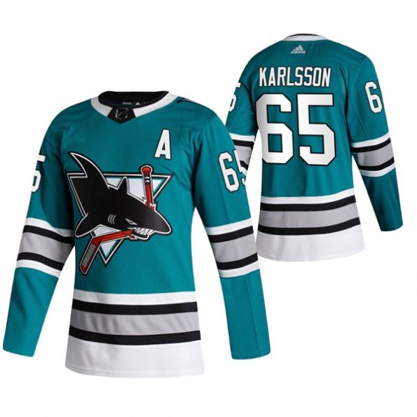 San-Jose-Sharks-Erik-Karlsson-Teal-2020-21-30th-Anniversary-Heritage-Authentic-Jersey