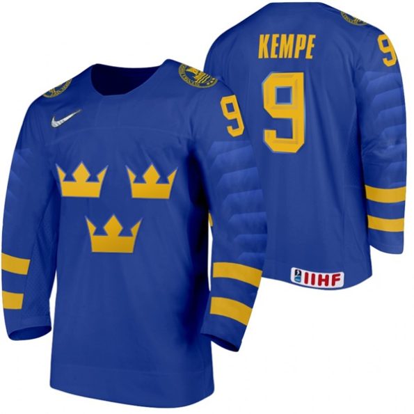 Sweden-Adrian-Kempe-2021-IIHF-World-Championship-Blue-Away-Jersey