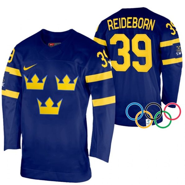 Sweden-Hockey-Adam-Reideborn-2022-Winter-Olympics-Navy-Away-Jersey