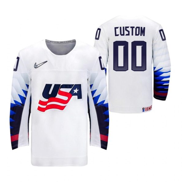USA-Hockey-Custom-2022-IIHF-World-Junior-Championship-White-Home-Jersey