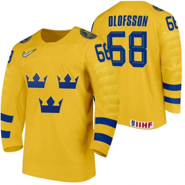 Victor-Olofsson-Sweden-Team-2021-IIHF-World-Championship-Yellow-Home-Jersey