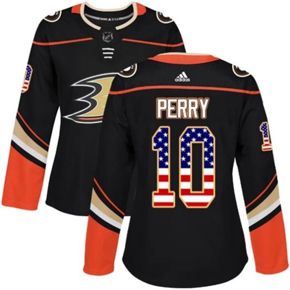 Womens-Anaheim-Ducks-Corey-Perry-10-Black-USA-Flag-Fashion-Authentic
