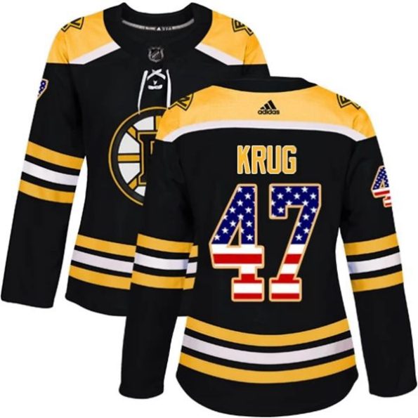 Womens-Boston-Bruins-Torey-Krug-47-Black-USA-Flag-Fashion-Authentic