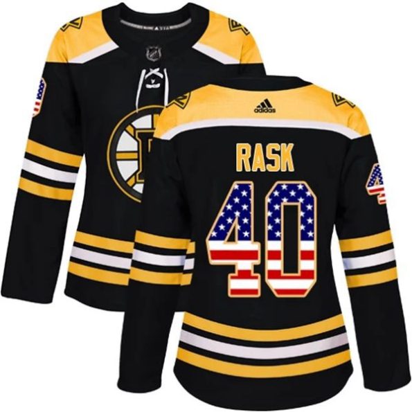 Womens-Boston-Bruins-Tuukka-Rask-40-Black-USA-Flag-Fashion-Authentic