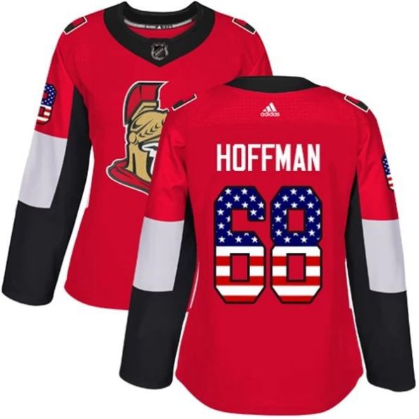 Womens-Ottawa-Senators-Mike-Hoffman-68-Red-USA-Flag-Fashion-Authentic