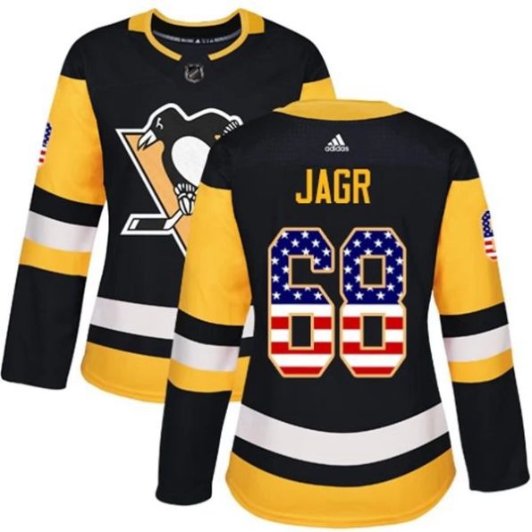 Womens-Pittsburgh-Penguins-Jaromir-Jagr-68-Black-USA-Flag-Fashion-Authentic