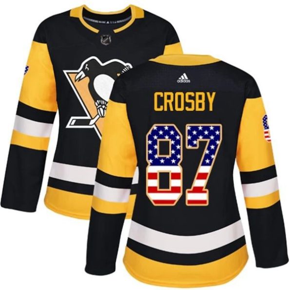 Womens-Pittsburgh-Penguins-Sidney-Crosby-87-Black-USA-Flag-Fashion-Authentic