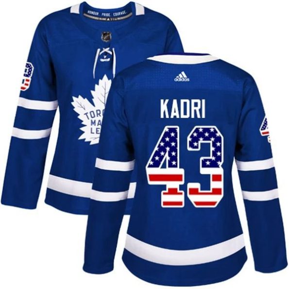 Womens-Toronto-Maple-Leafs-Nazem-Kadri-43-Blue-USA-Flag-Fashion-Authentic