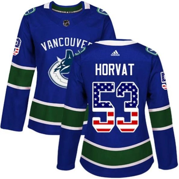 Womens-Vancouver-Canucks-Bo-Horvat-53-Blue-USA-Flag-Fashion-Authentic