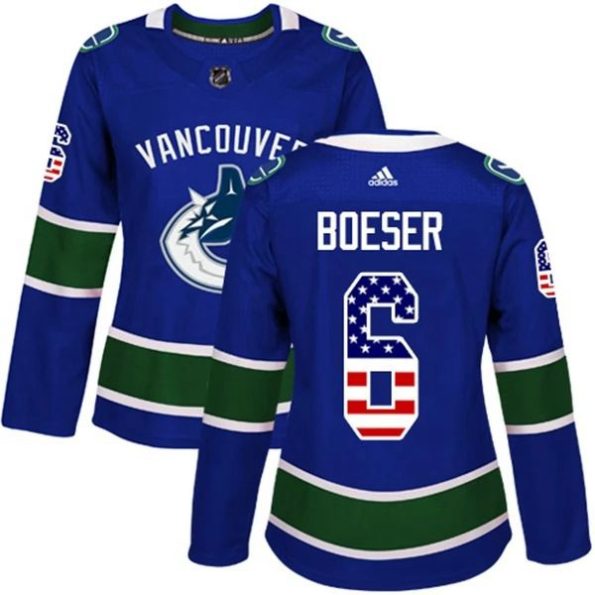 Womens-Vancouver-Canucks-Brock-Boeser-6-Blue-USA-Flag-Fashion-Authentic