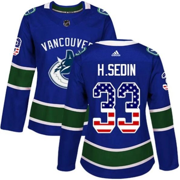 Womens-Vancouver-Canucks-Henrik-Sedin-33-Blue-USA-Flag-Fashion-Authentic
