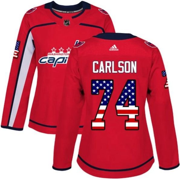 Womens-Washington-Capitals-John-Carlson-74-Red-USA-Flag-Fashion-Authentic