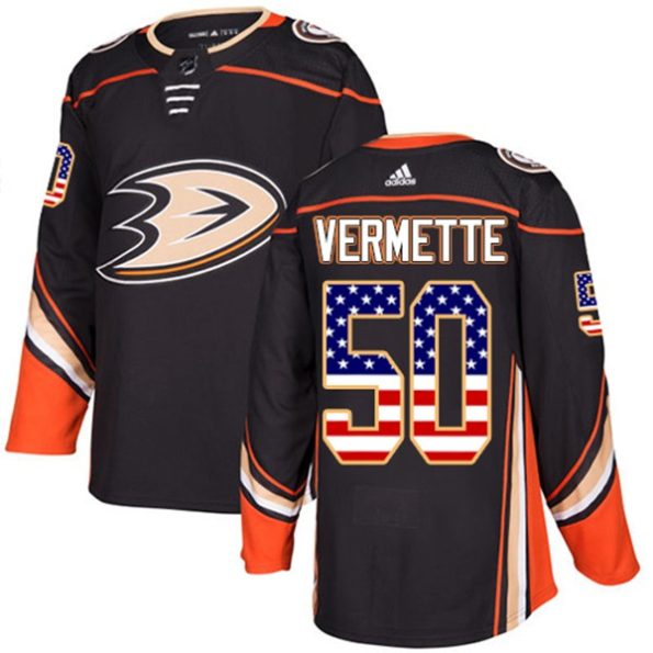 Youth-Anaheim-Ducks-Antoine-Vermette-NO.50-Black-USA-Flag-Fashion