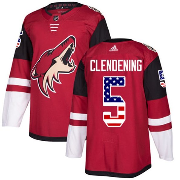 Youth-Arizona-Coyotes-Adam-Clendening-NO.5-Authentic-Red-USA-Flag-Fashion