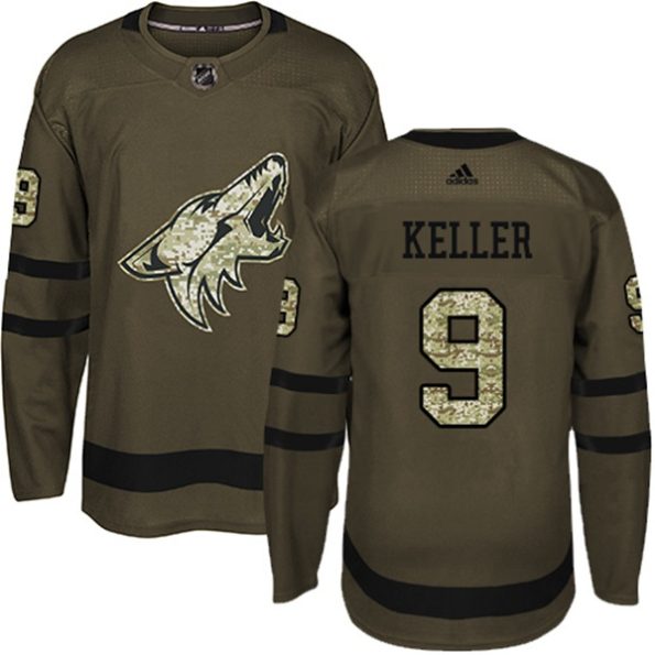 Youth-Arizona-Coyotes-Clayton-Keller-NO.9-Authentic-Green-Salute-to-Service