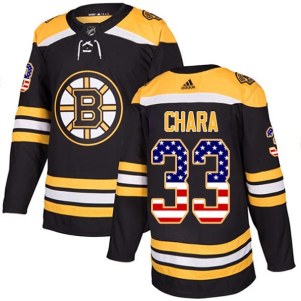 Youth-Boston-Bruins-Zdeno-Chara-NO.33-Authentic-Black-USA-Flag-Fashion