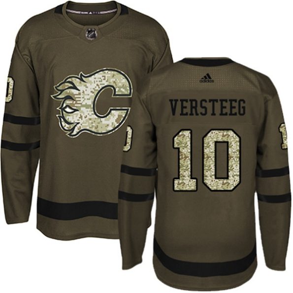 Youth-Calgary-Flames-Kris-Versteeg-NO.10-Authentic-Green-Salute-to-Service