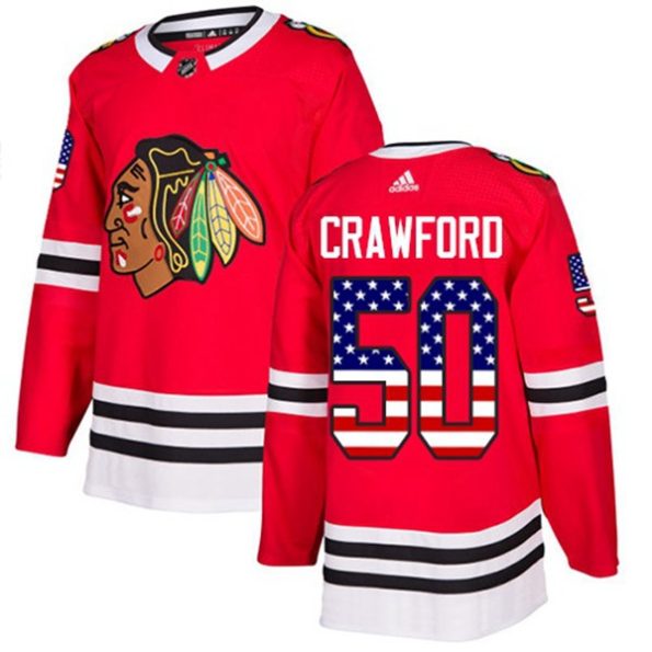 Youth-Chicago-Blackhawks-Corey-Crawford-NO.50-Authentic-Red-USA-Flag-Fashion