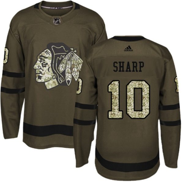 Youth-Chicago-Blackhawks-Patrick-Sharp-NO.10-Authentic-Green-Salute-to-Service