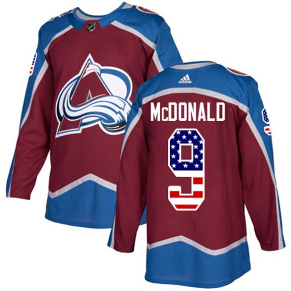 Youth-Colorado-Avalanche-Lanny-McDonald-NO.9-Authentic-Burgundy-Red-USA-Flag-Fashion