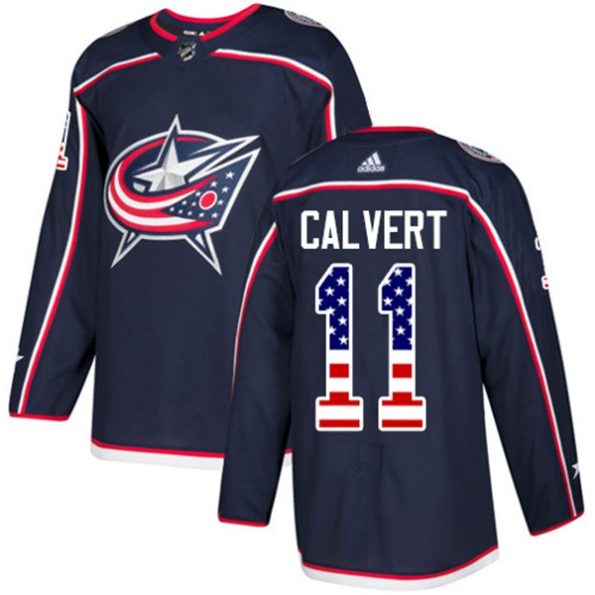Youth-Columbus-Blue-Jackets-Matt-Calvert-NO.11-Authentic-Navy-Blue-USA-Flag-Fashion