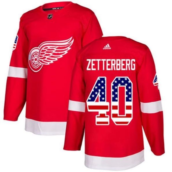 Youth-Detroit-Red-Wings-Henrik-Zetterberg-NO.40-Red-USA-Flag-Fashion-Authentic