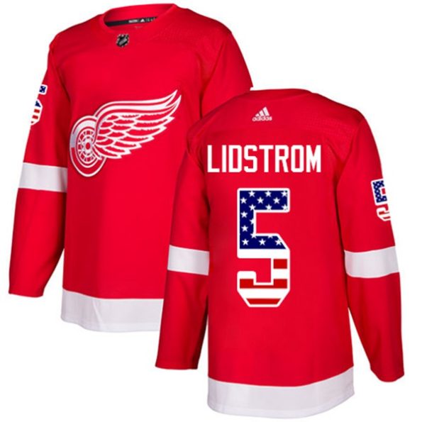 Youth-Detroit-Red-Wings-Nicklas-Lidstrom-NO.5-Authentic-Red-USA-Flag-Fashion