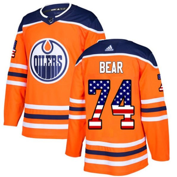 Youth-Edmonton-Oilers-Ethan-Bear-NO.74-Orange-Home-USA-Flag