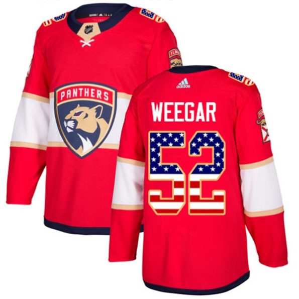 Youth-Florida-Panthers-MacKenzie-Weegar-NO.52-Authentic-Red-USA-Flag-Fashion