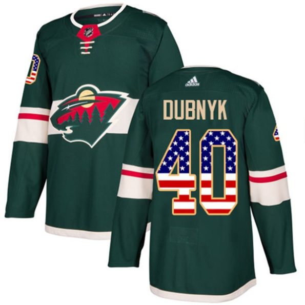 Youth-Minnesota-Wild-Devan-Dubnyk-NO.40-Authentic-Green-USA-Flag-Fashion